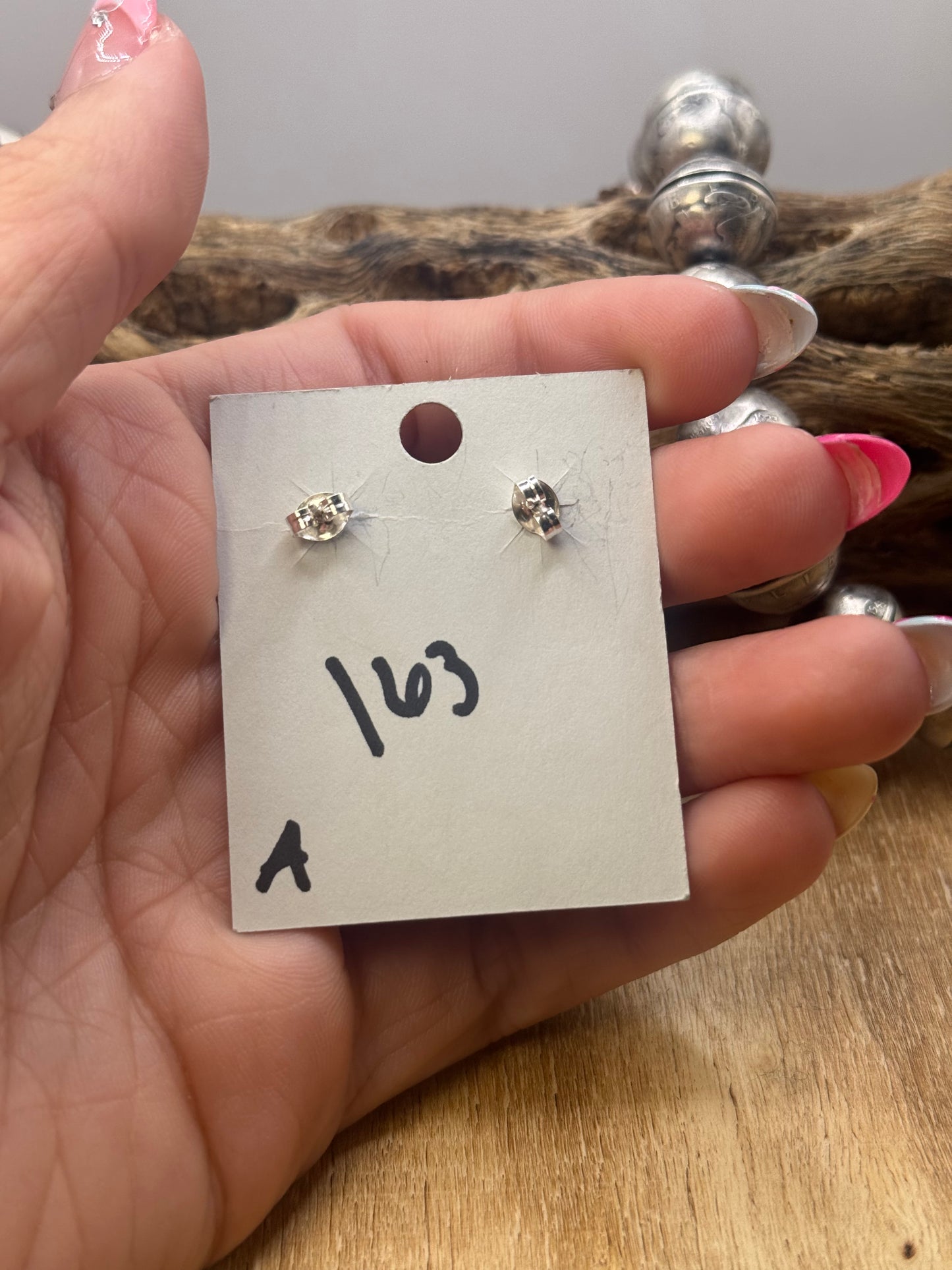 Kingman Turquoise Stud Earrings A by Judith Dixon, Navajo