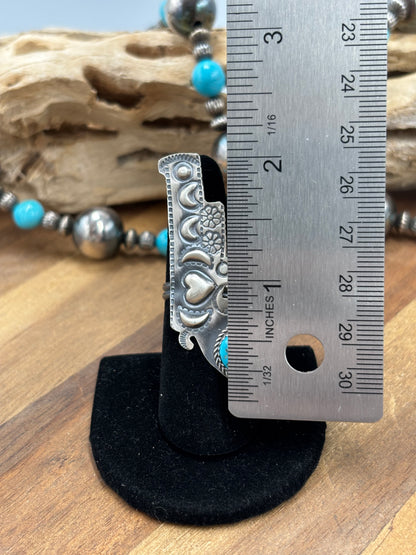 Turquoise #101-25 Pistola Adjustable Ring by Timothy Yazzie, Navajo