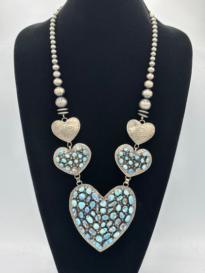 Golden Hills #917-22 Heart Necklace by Kathleen Yazzie, Navajo