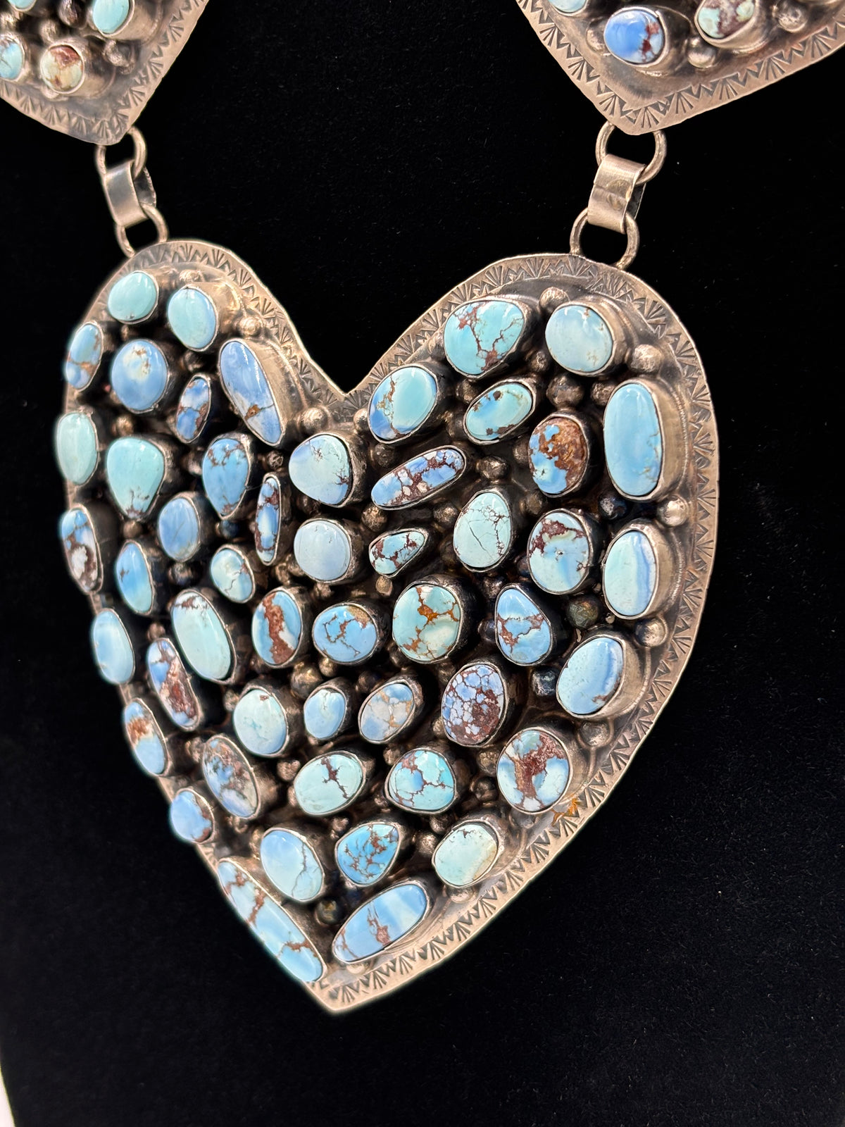 Golden Hills #917-22 Heart Necklace by Kathleen Yazzie, Navajo