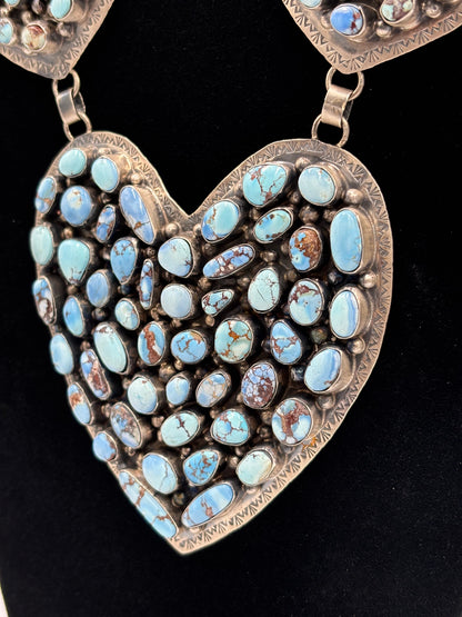 Golden Hills #917-22 Heart Necklace by Kathleen Yazzie, Navajo