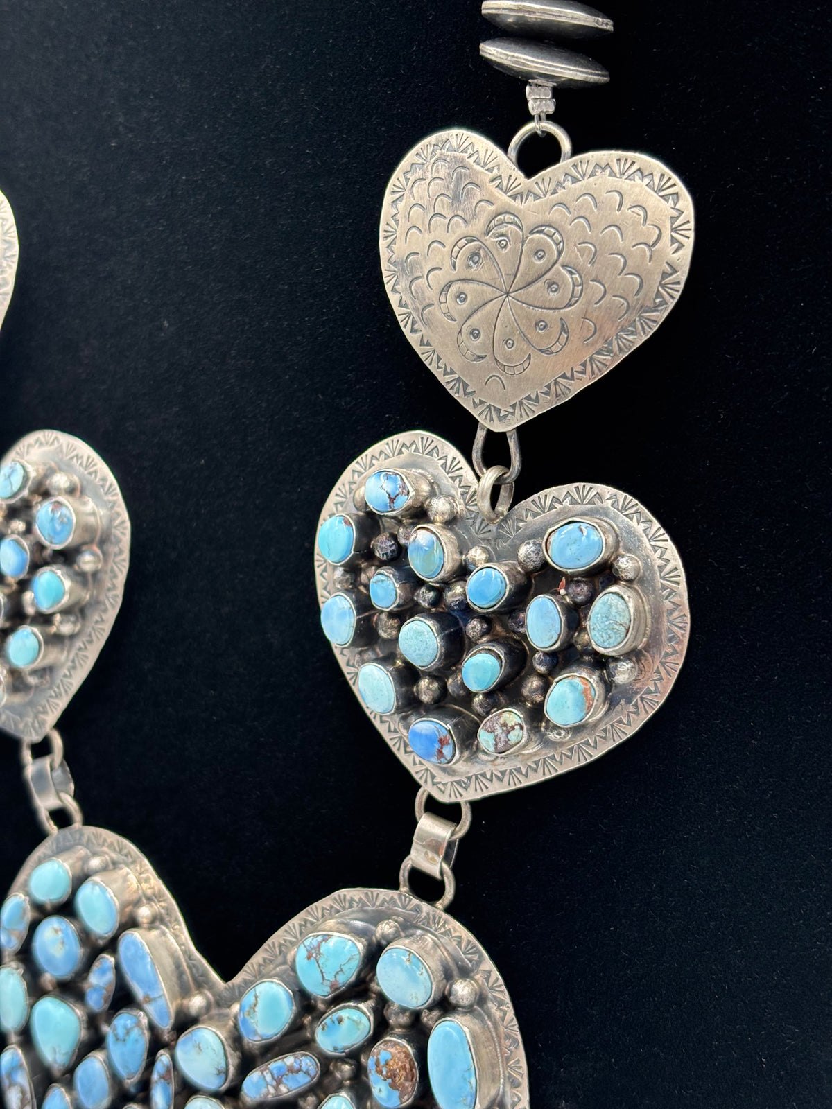 Golden Hills #917-22 Heart Necklace by Kathleen Yazzie, Navajo
