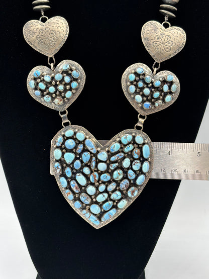 Golden Hills #917-22 Heart Necklace by Kathleen Yazzie, Navajo