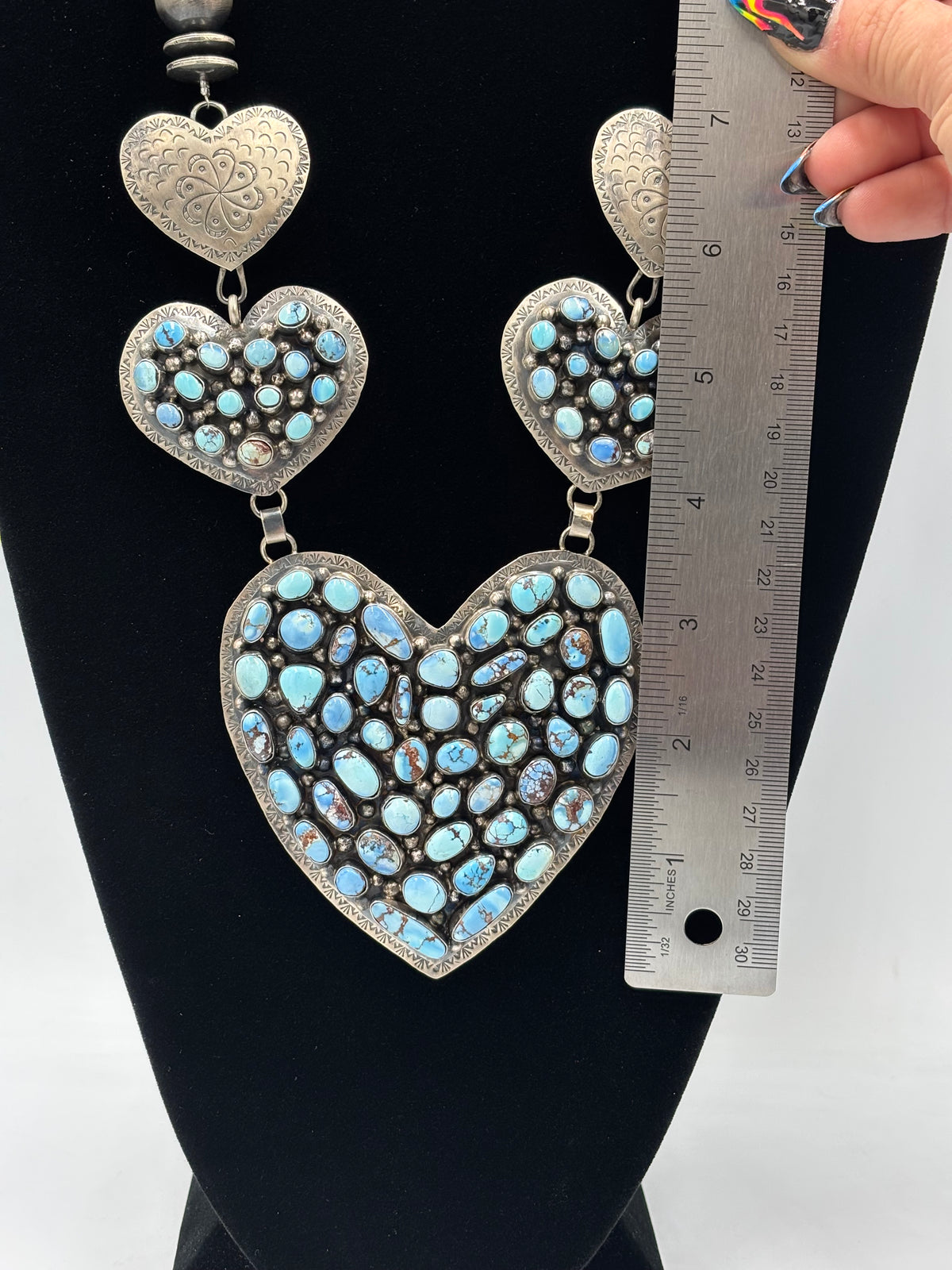 Golden Hills #917-22 Heart Necklace by Kathleen Yazzie, Navajo