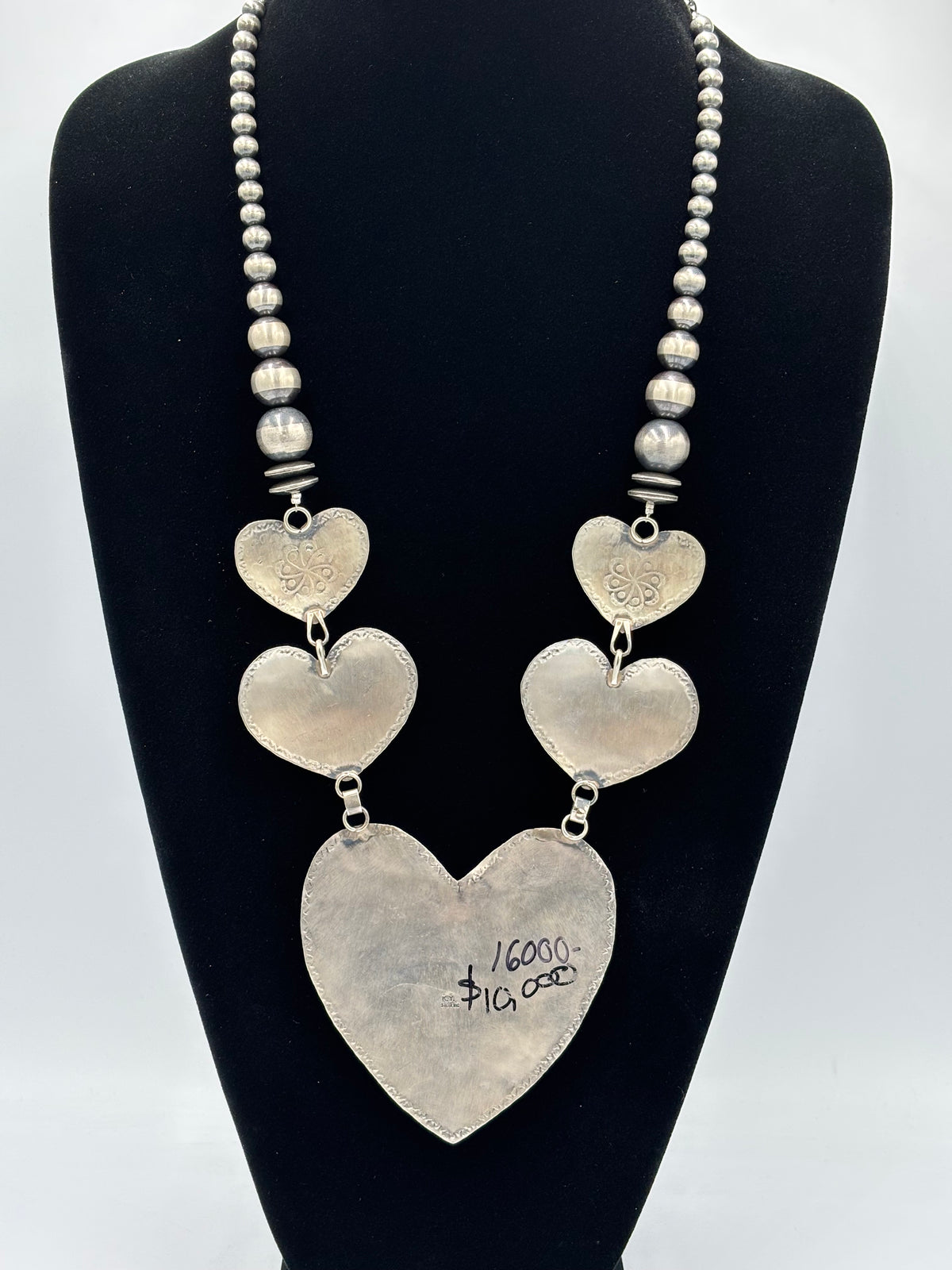 Golden Hills #917-22 Heart Necklace by Kathleen Yazzie, Navajo