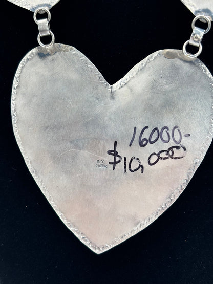 Golden Hills #917-22 Heart Necklace by Kathleen Yazzie, Navajo