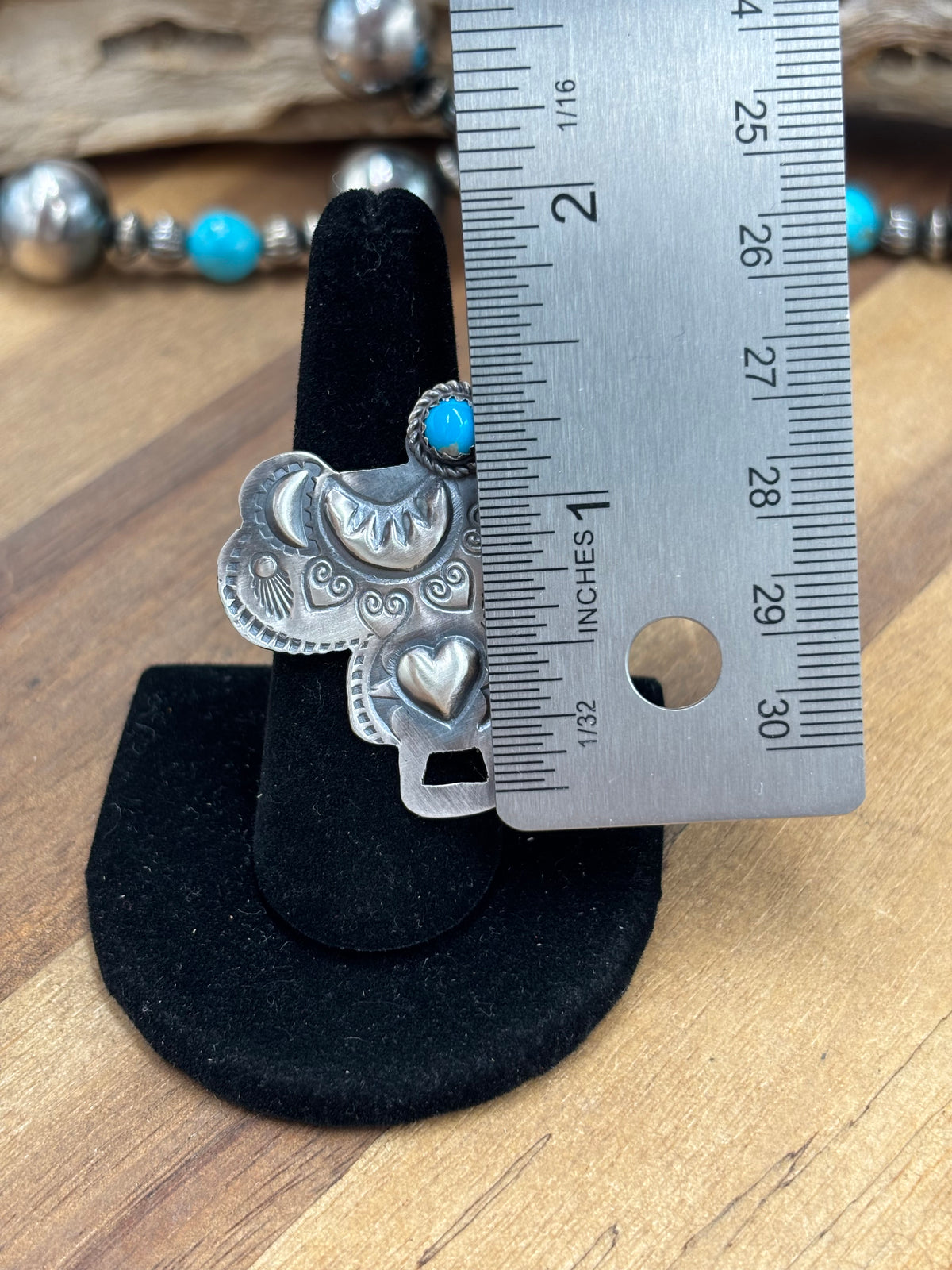 Turquoise #101-22 Saddle Adjustable Ring by Timothy Yazzie, Navajo