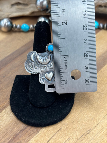 Turquoise #101-22 Saddle Adjustable Ring by Timothy Yazzie, Navajo