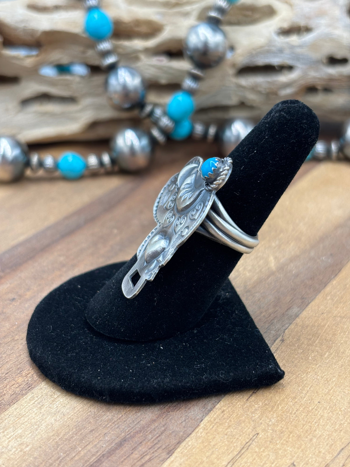 Turquoise #101-22 Saddle Adjustable Ring by Timothy Yazzie, Navajo