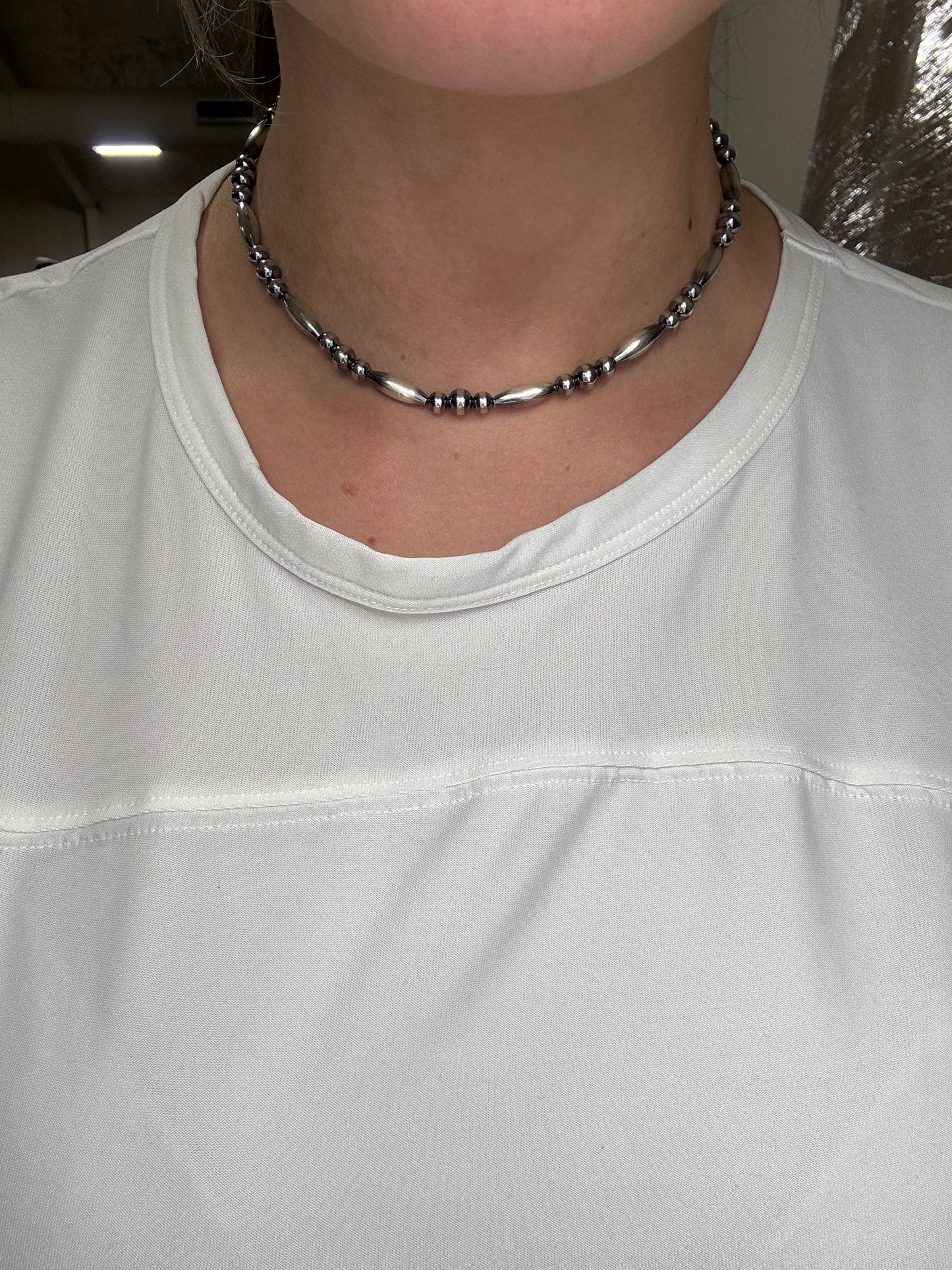15" Torpedo #101-18 Sterling Silver Pearl Necklace