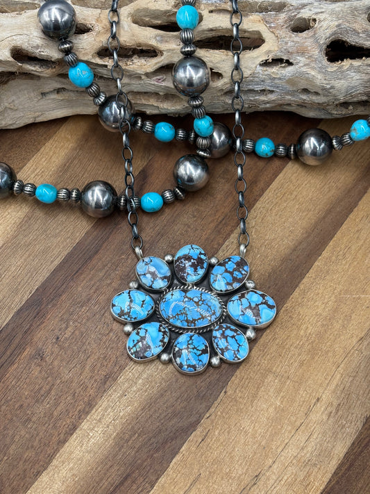 Golden Hills #101-16 Cluster Necklace by Geraldine James, Navajo