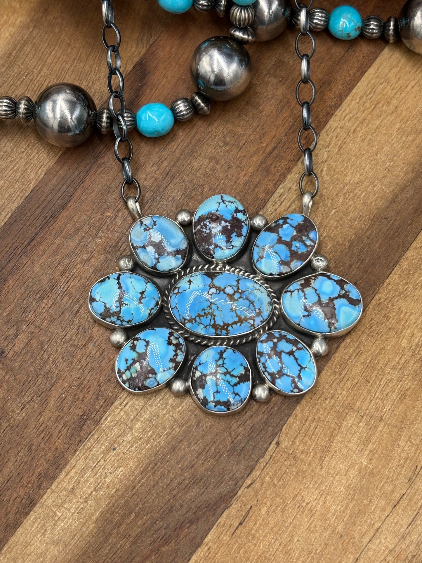 Golden Hills #101-16 Cluster Necklace by Geraldine James, Navajo