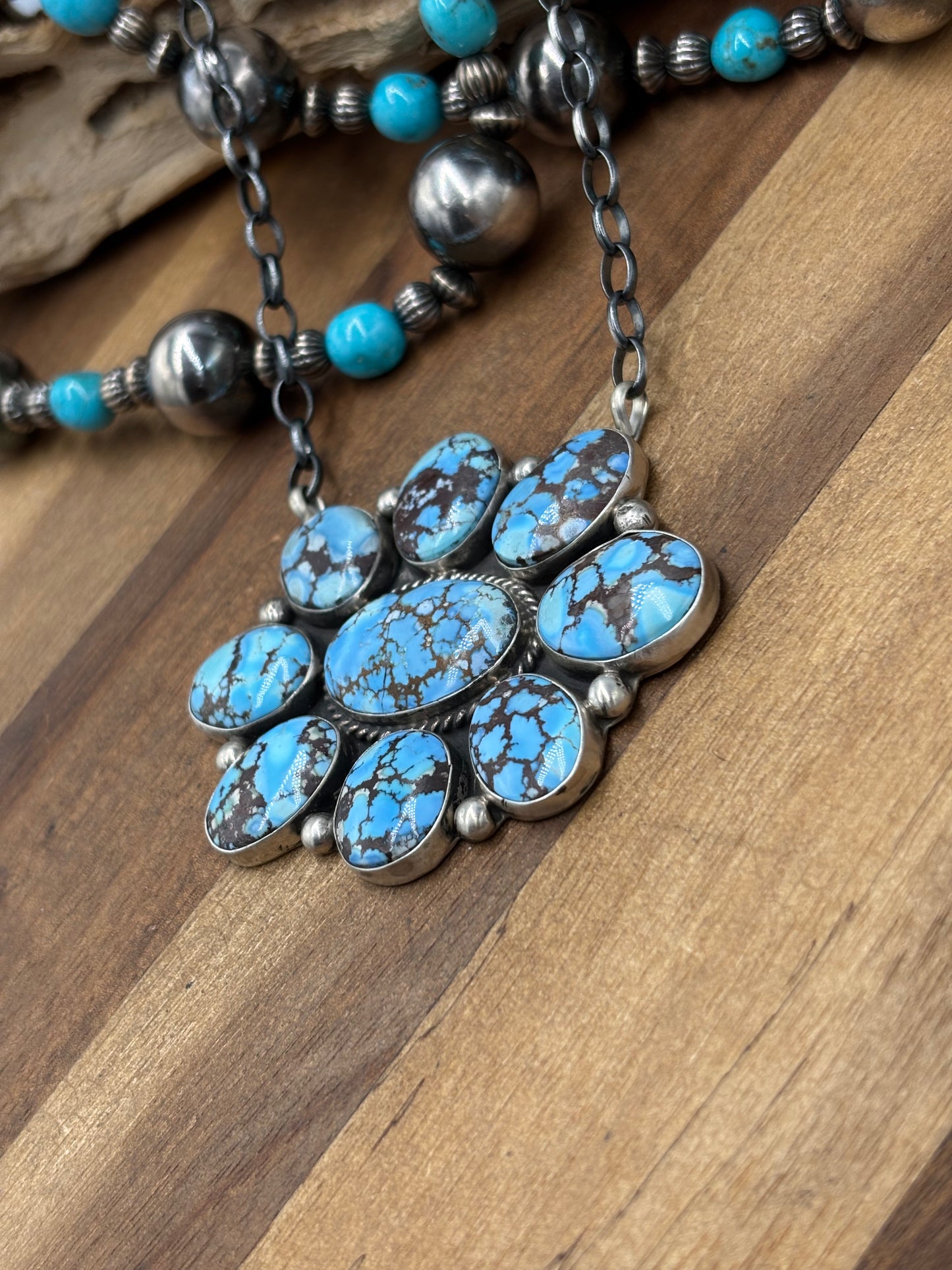 Golden Hills #101-16 Cluster Necklace by Geraldine James, Navajo