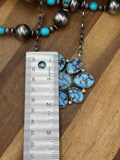 Golden Hills #101-16 Cluster Necklace by Geraldine James, Navajo