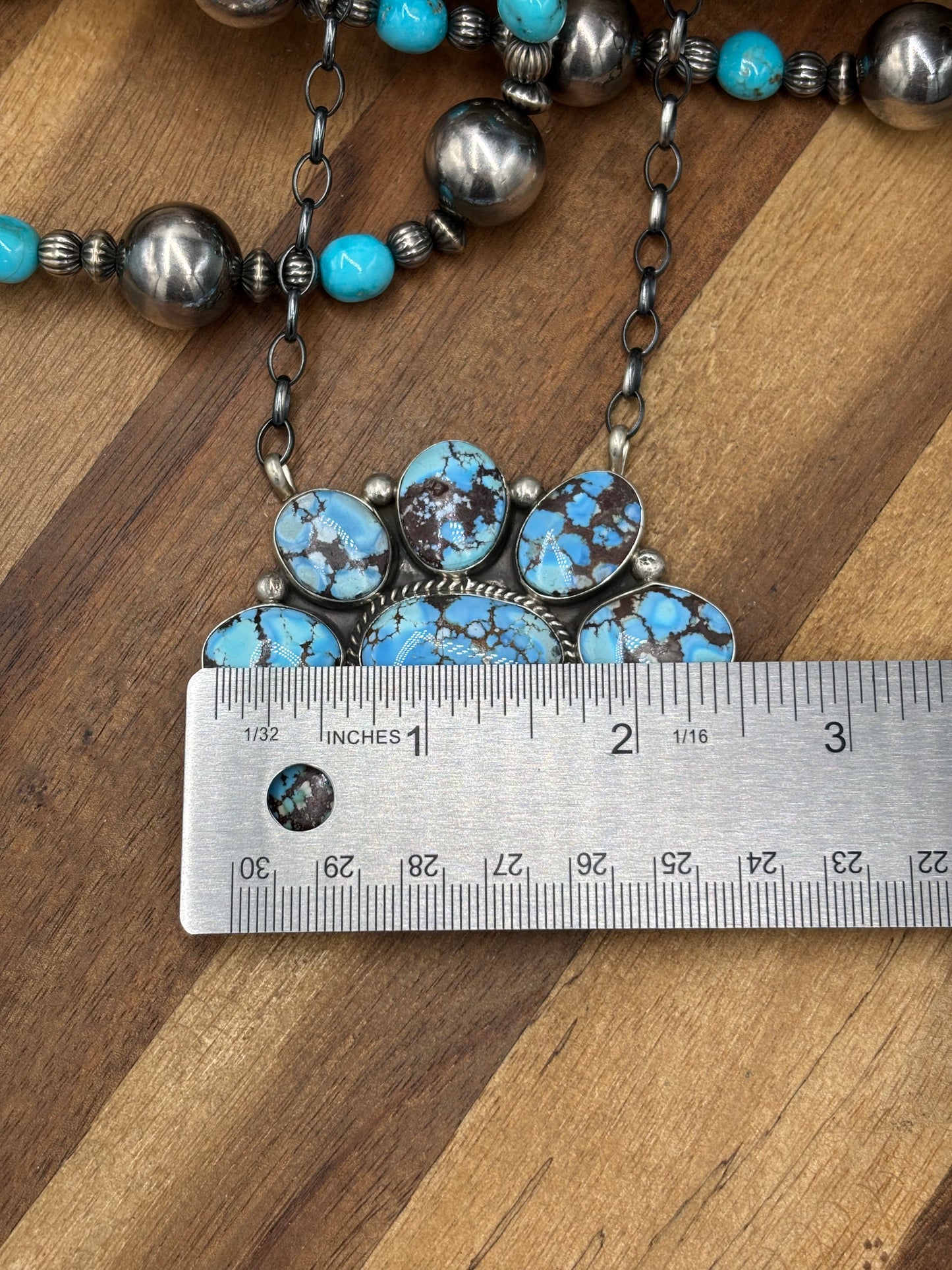 Golden Hills #101-16 Cluster Necklace by Geraldine James, Navajo