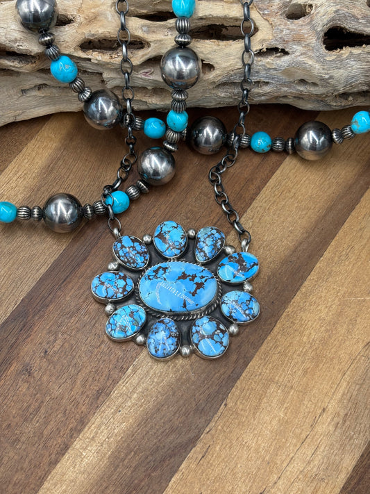 Golden Hills #101-15 Cluster Necklace by Geraldine James, Navajo