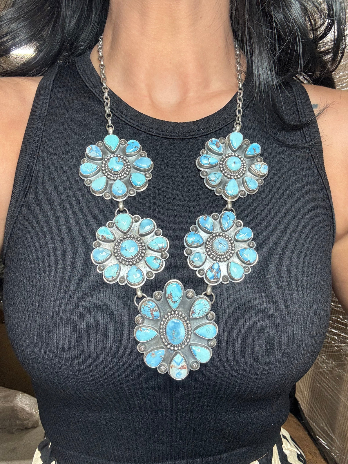 Golden Hills #917-23 Cluster Necklace by Gilbert Platero