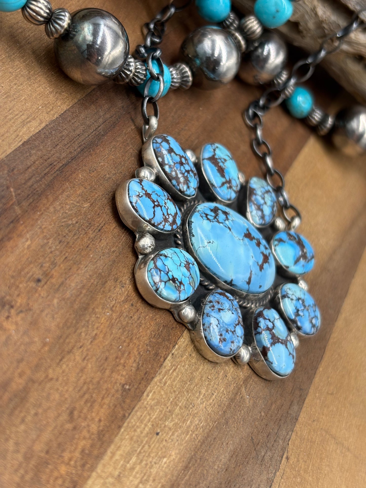 Golden Hills #101-15 Cluster Necklace by Geraldine James, Navajo