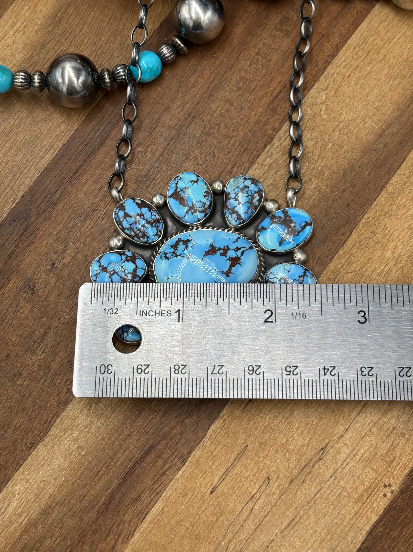 Golden Hills #101-15 Cluster Necklace by Geraldine James, Navajo