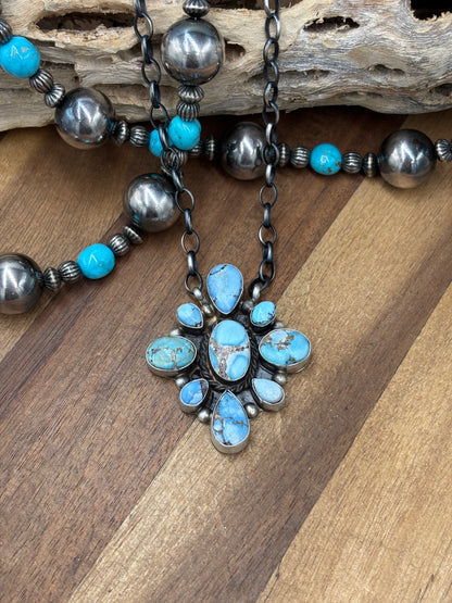 Golden Hills #101-14 Cluster Necklace by Wilson Dawes, Navajo