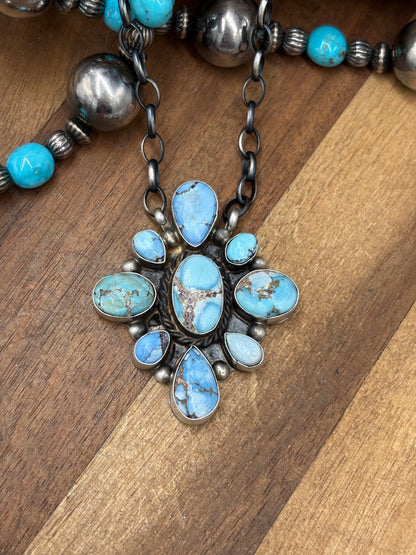 Golden Hills #101-14 Cluster Necklace by Wilson Dawes, Navajo