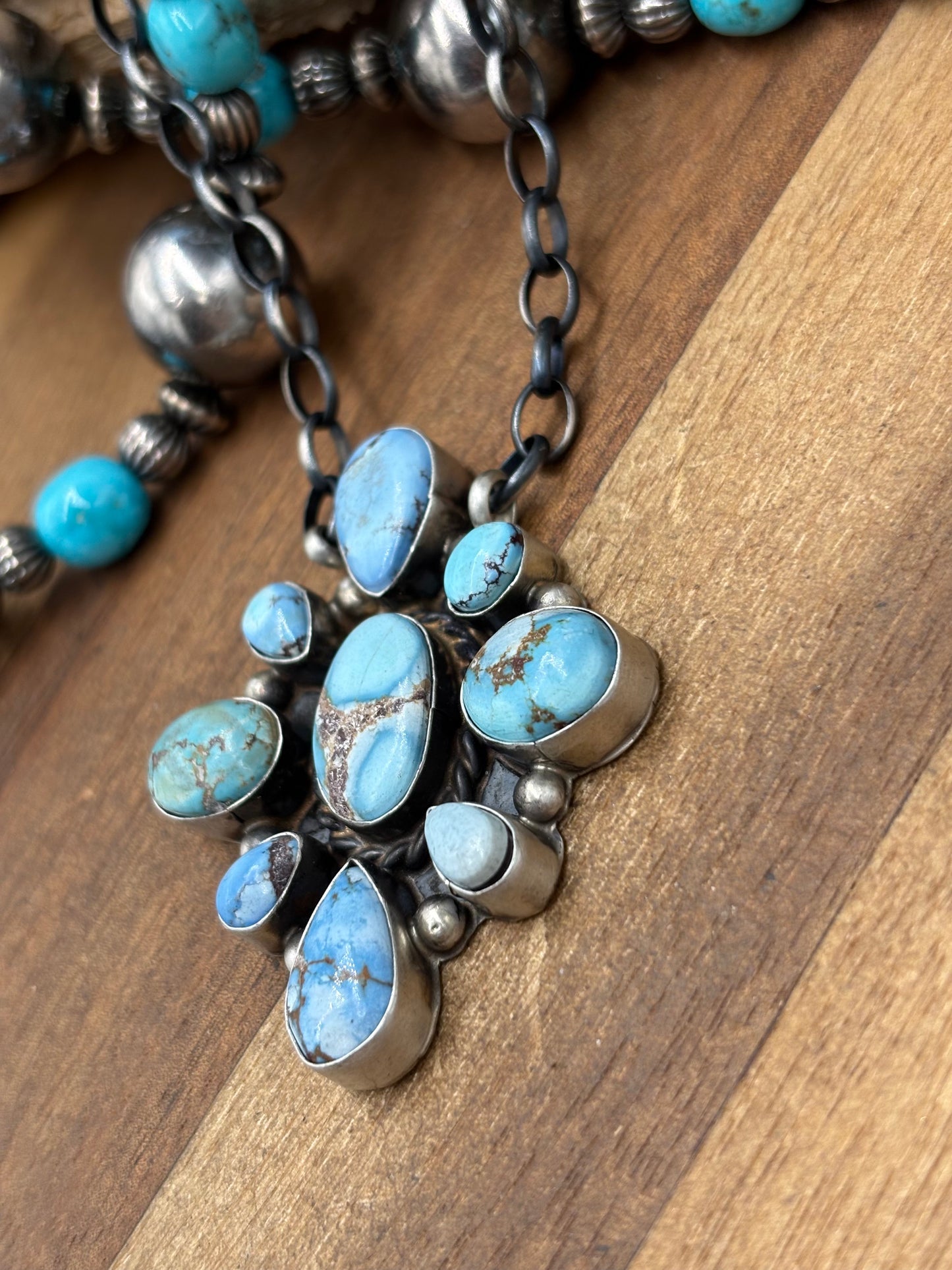 Golden Hills #101-14 Cluster Necklace by Wilson Dawes, Navajo