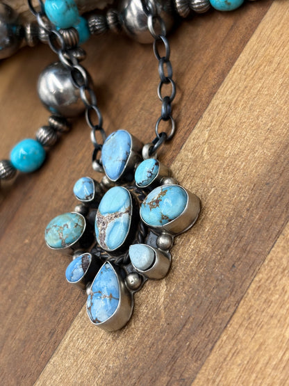 Golden Hills #101-14 Cluster Necklace by Wilson Dawes, Navajo