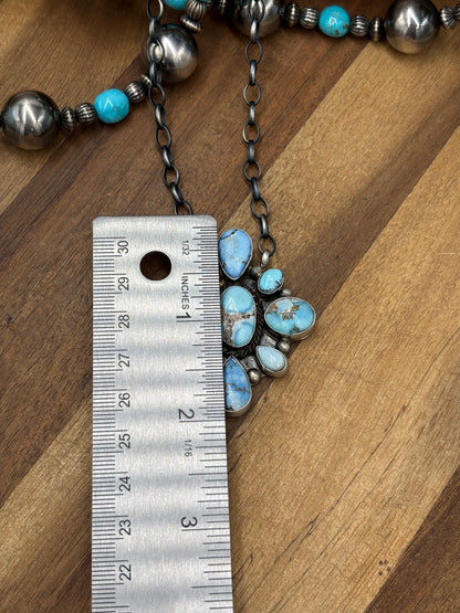 Golden Hills #101-14 Cluster Necklace by Wilson Dawes, Navajo