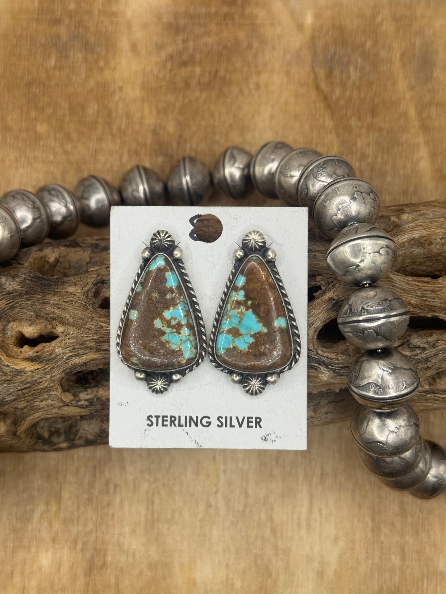 Mine #8 Turquoise Stud Earrings A by Chassity Belone, Navajo