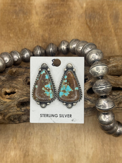 Mine #8 Turquoise Stud Earrings A by Chassity Belone, Navajo