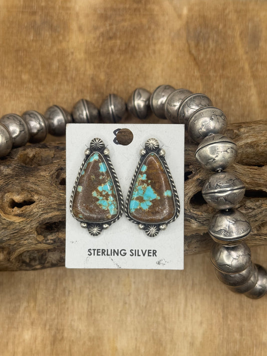 Mine #8 Turquoise Stud Earrings A by Chassity Belone, Navajo