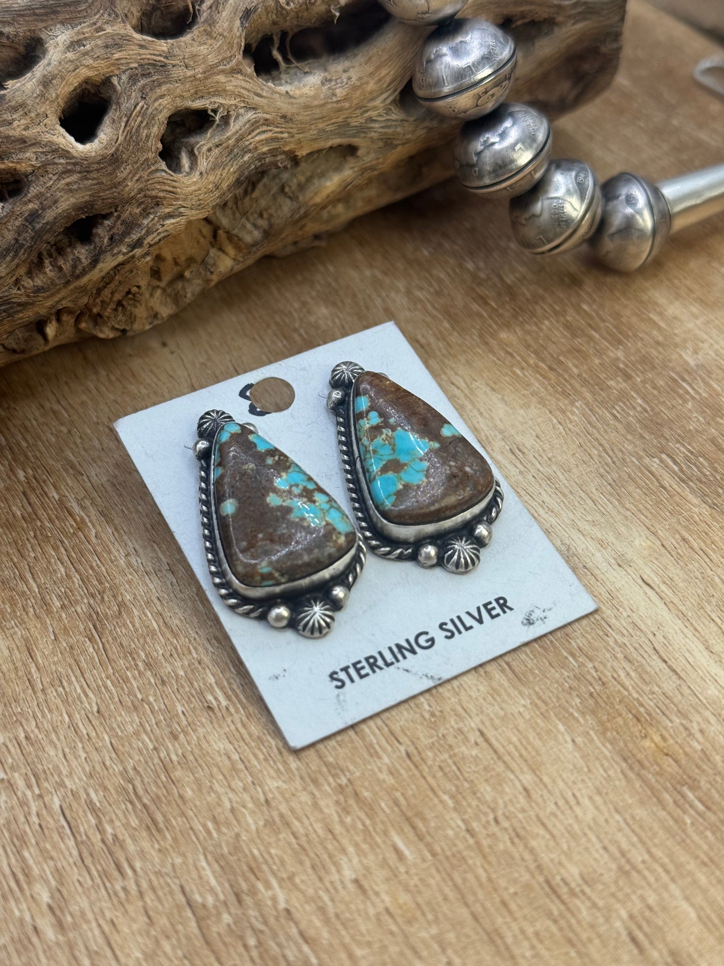 Mine #8 Turquoise Stud Earrings A by Chassity Belone, Navajo