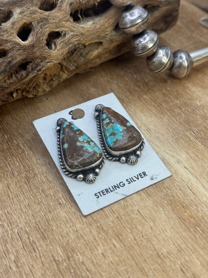 Mine #8 Turquoise Stud Earrings A by Chassity Belone, Navajo