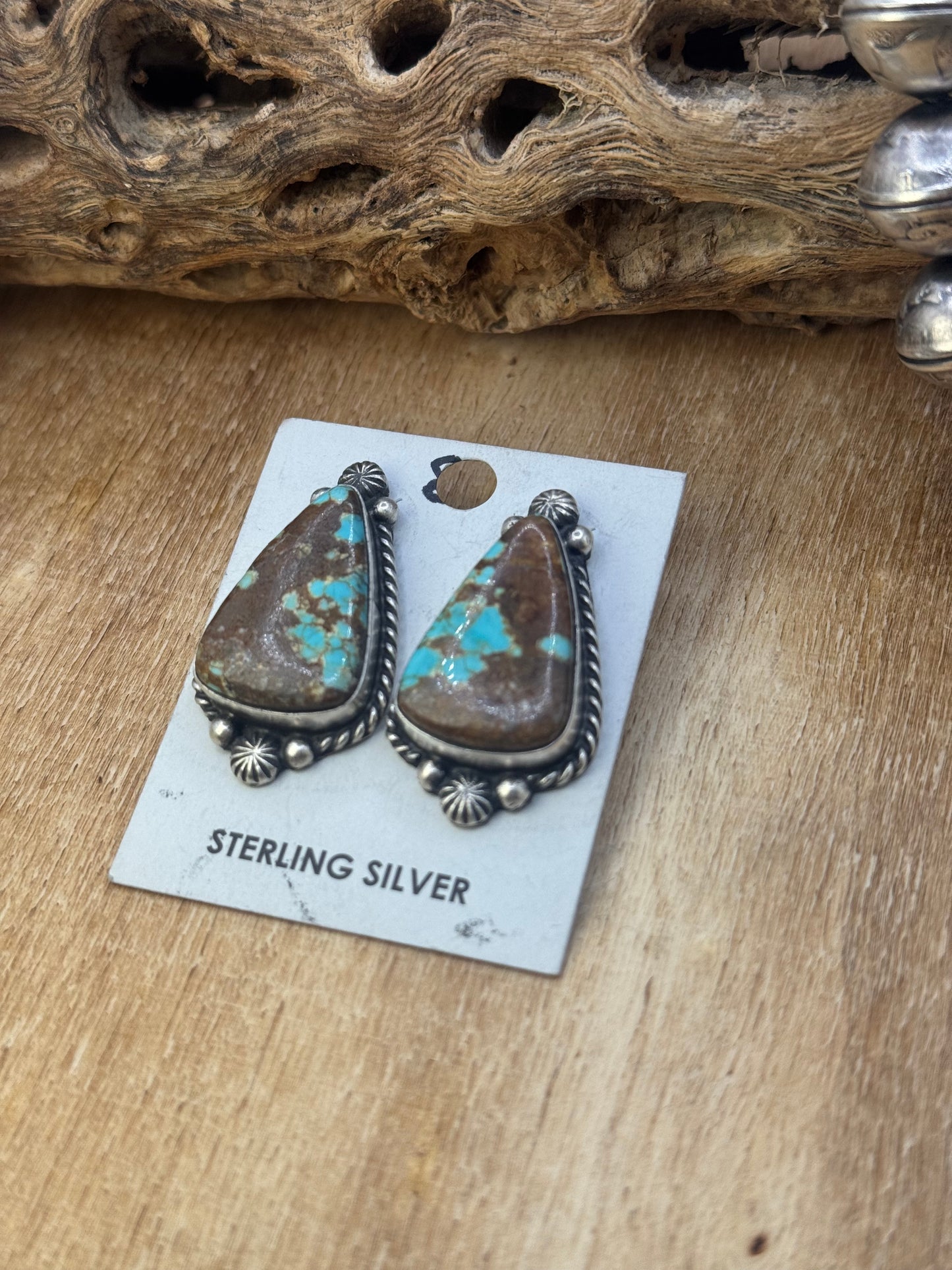 Mine #8 Turquoise Stud Earrings A by Chassity Belone, Navajo