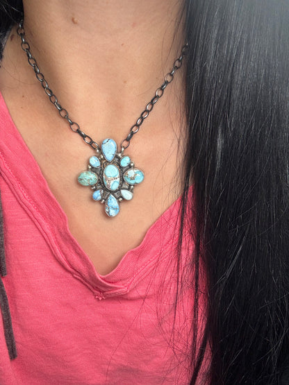 Golden Hills #101-14 Cluster Necklace by Wilson Dawes, Navajo