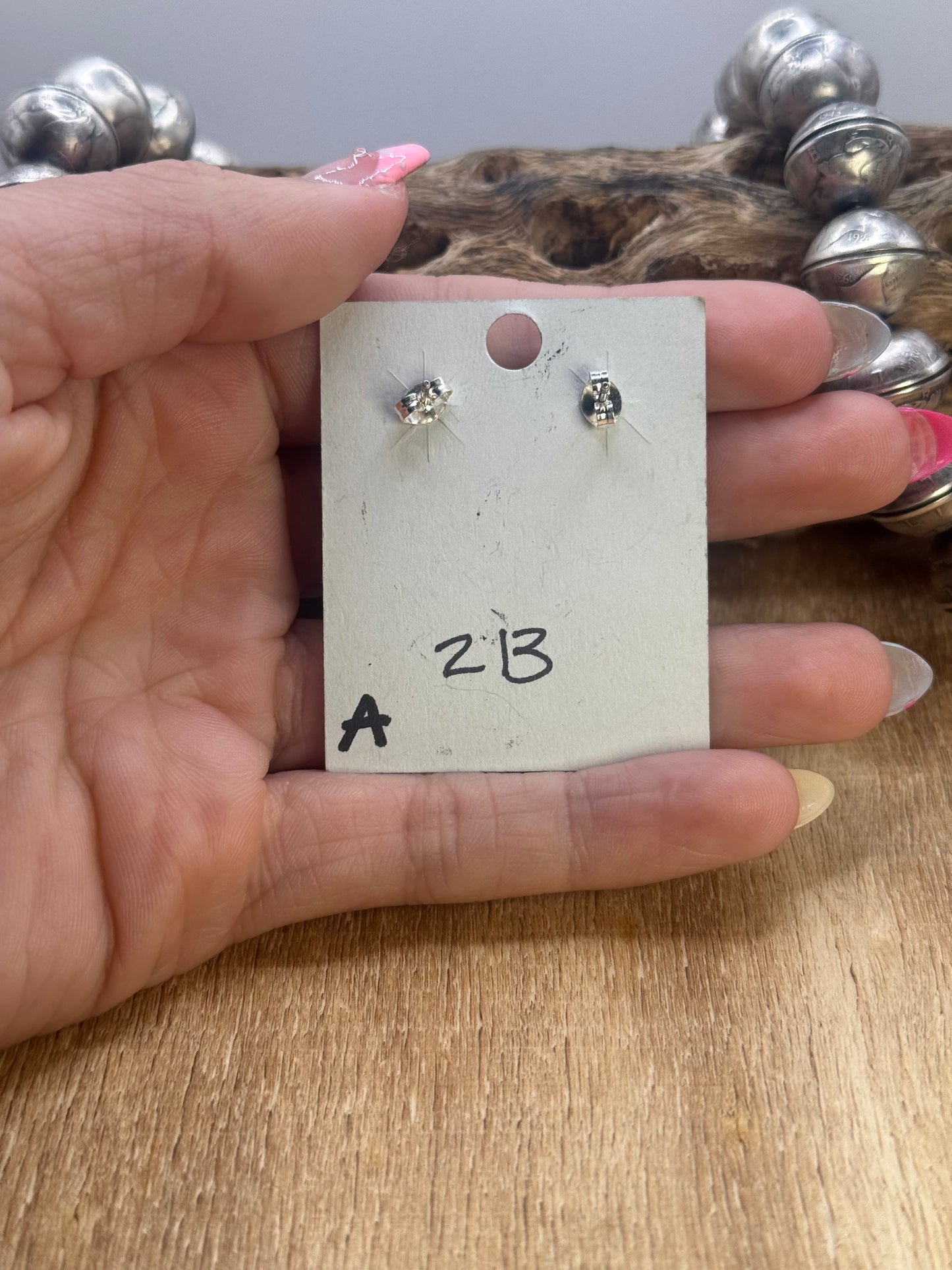 Mine #8 Turquoise Stud Earrings A by Chassity Belone, Navajo