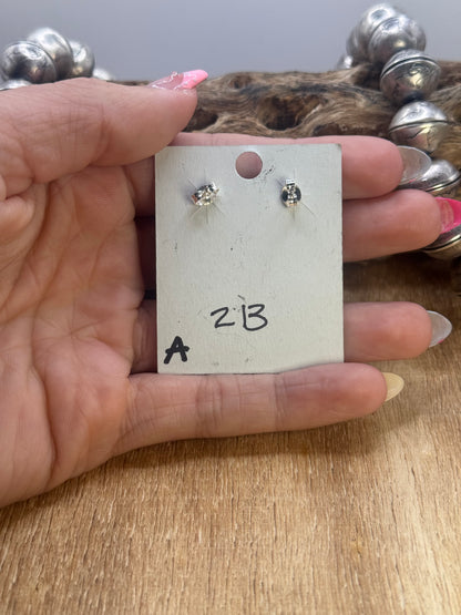 Mine #8 Turquoise Stud Earrings A by Chassity Belone, Navajo