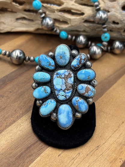 Golden Hills #101-13 Cluster Ring Adjustable by Boyd Ashley, Navajo