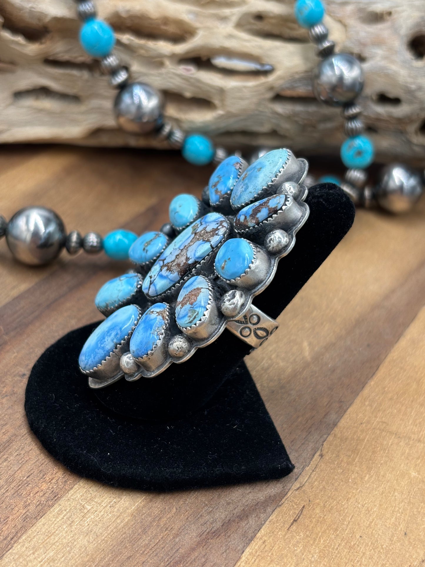 Golden Hills #101-13 Cluster Ring Adjustable by Boyd Ashley, Navajo