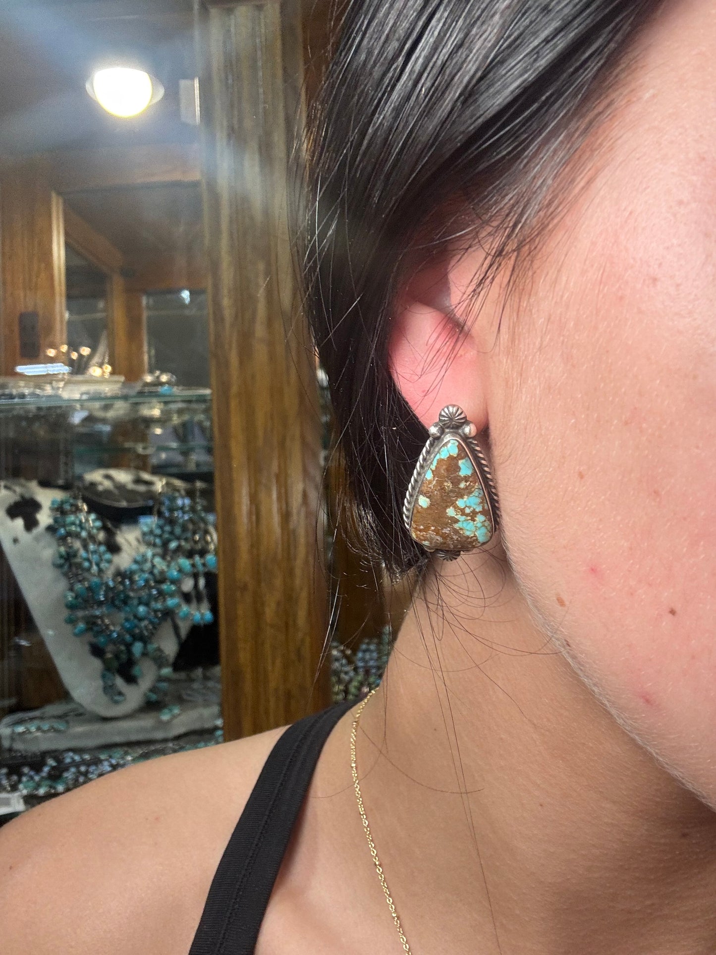 Mine #8 Turquoise Stud Earrings A by Chassity Belone, Navajo
