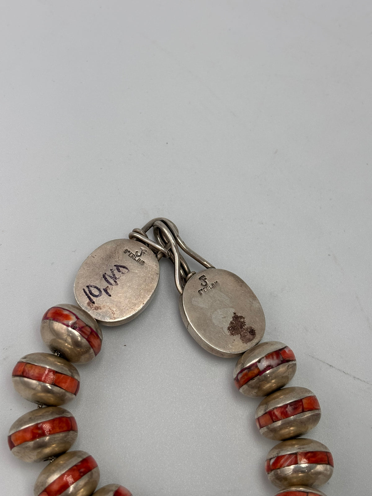 Red Spiny #917-42 Inlayed Sterling Silver Pearls by Federico Jimenez