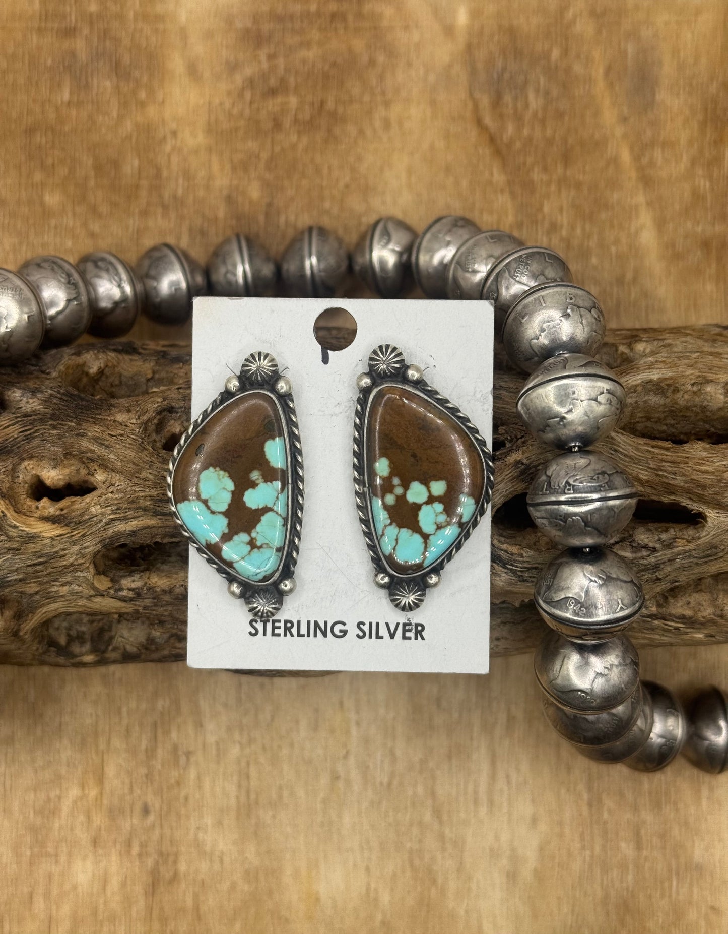 Mine #8 Turquoise Stud Earrings B by Chassity Belone, Navajo