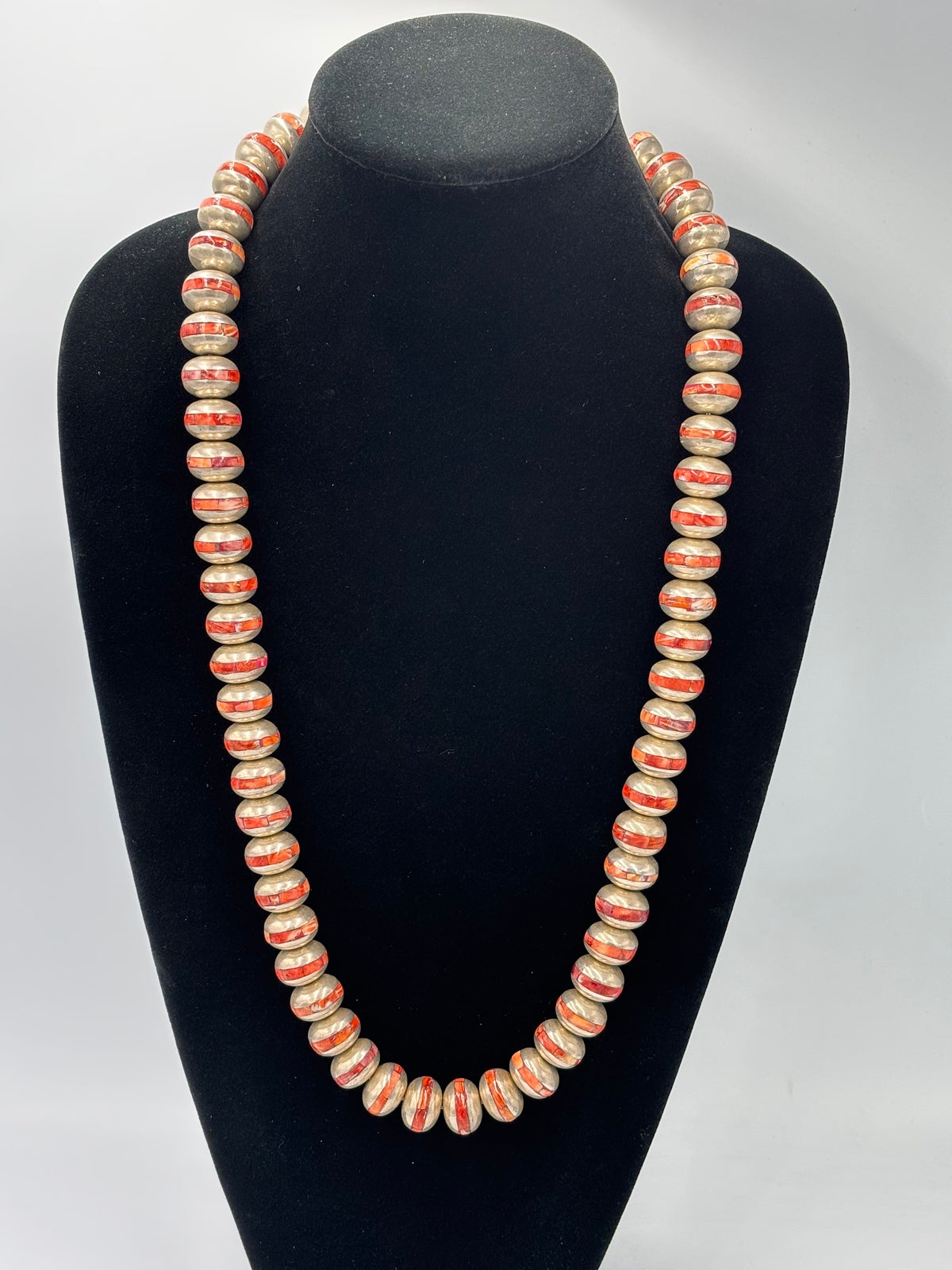 Red Spiny #917-42 Inlayed Sterling Silver Pearls by Federico Jimenez