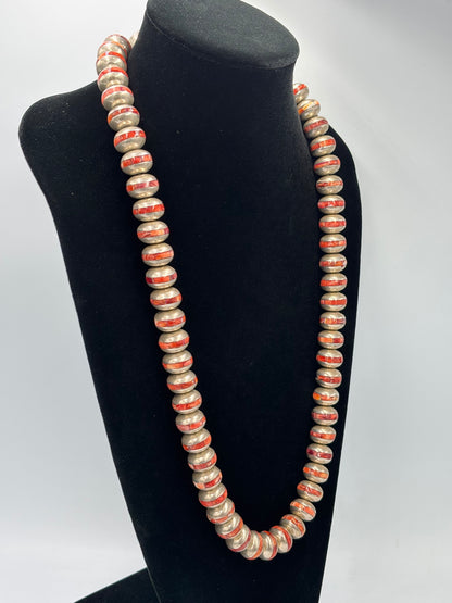 Red Spiny #917-42 Inlayed Sterling Silver Pearls by Federico Jimenez