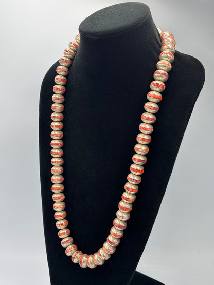 Red Spiny #917-42 Inlayed Sterling Silver Pearls by Federico Jimenez