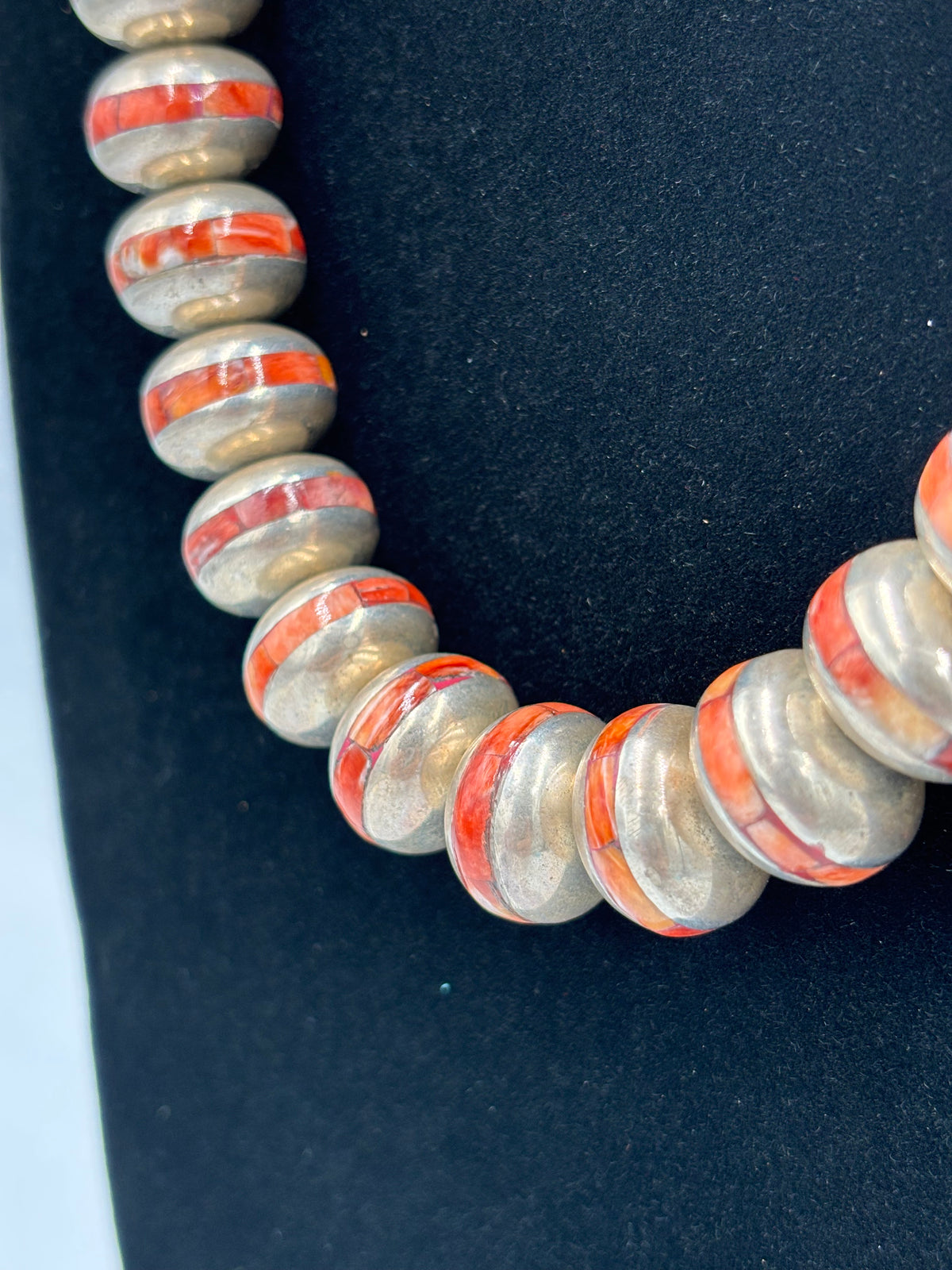 Red Spiny #917-42 Inlayed Sterling Silver Pearls by Federico Jimenez