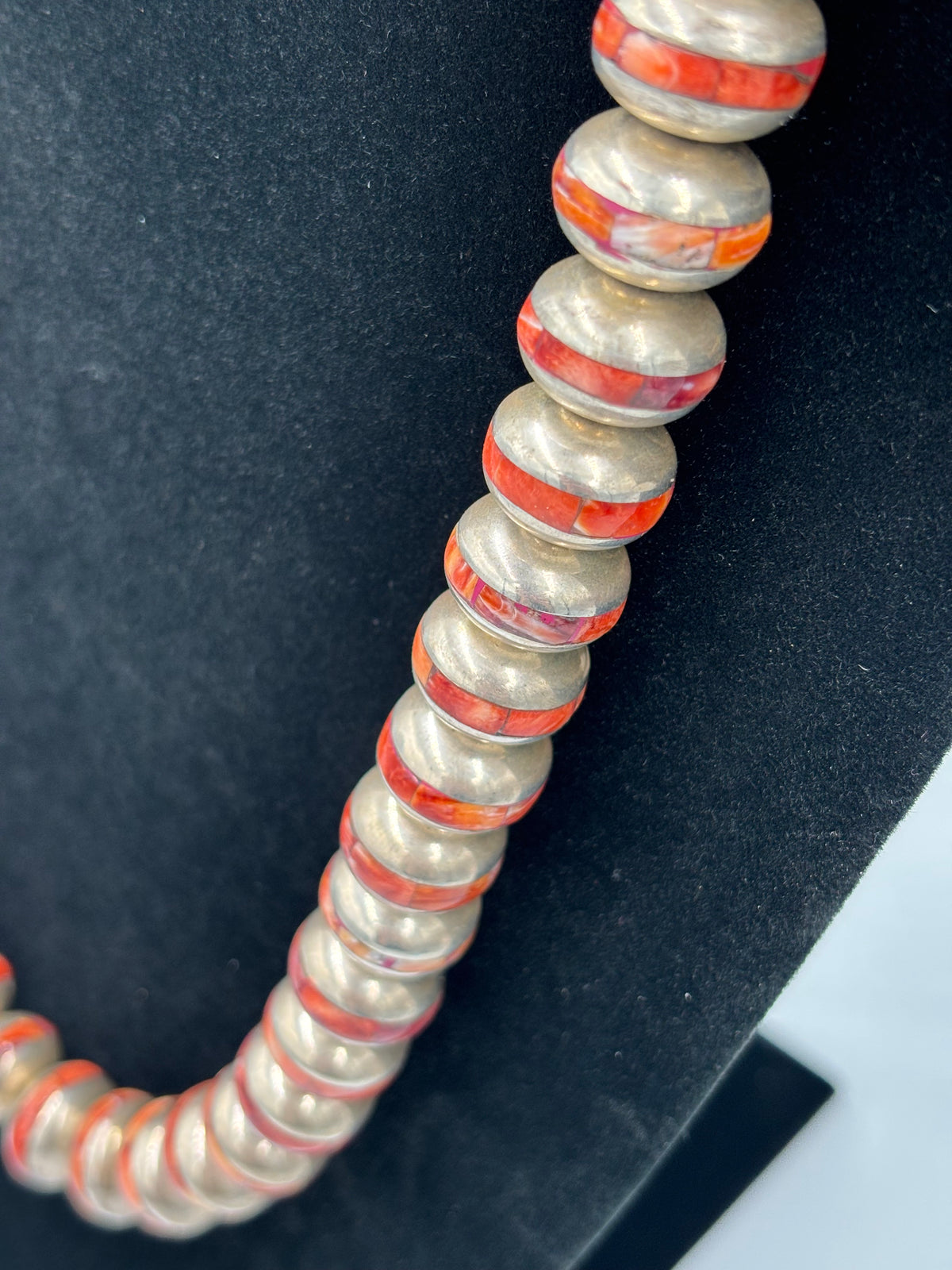 Red Spiny #917-42 Inlayed Sterling Silver Pearls by Federico Jimenez