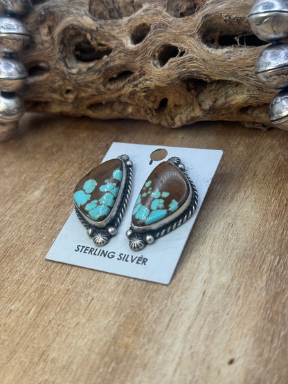 Mine #8 Turquoise Stud Earrings B by Chassity Belone, Navajo