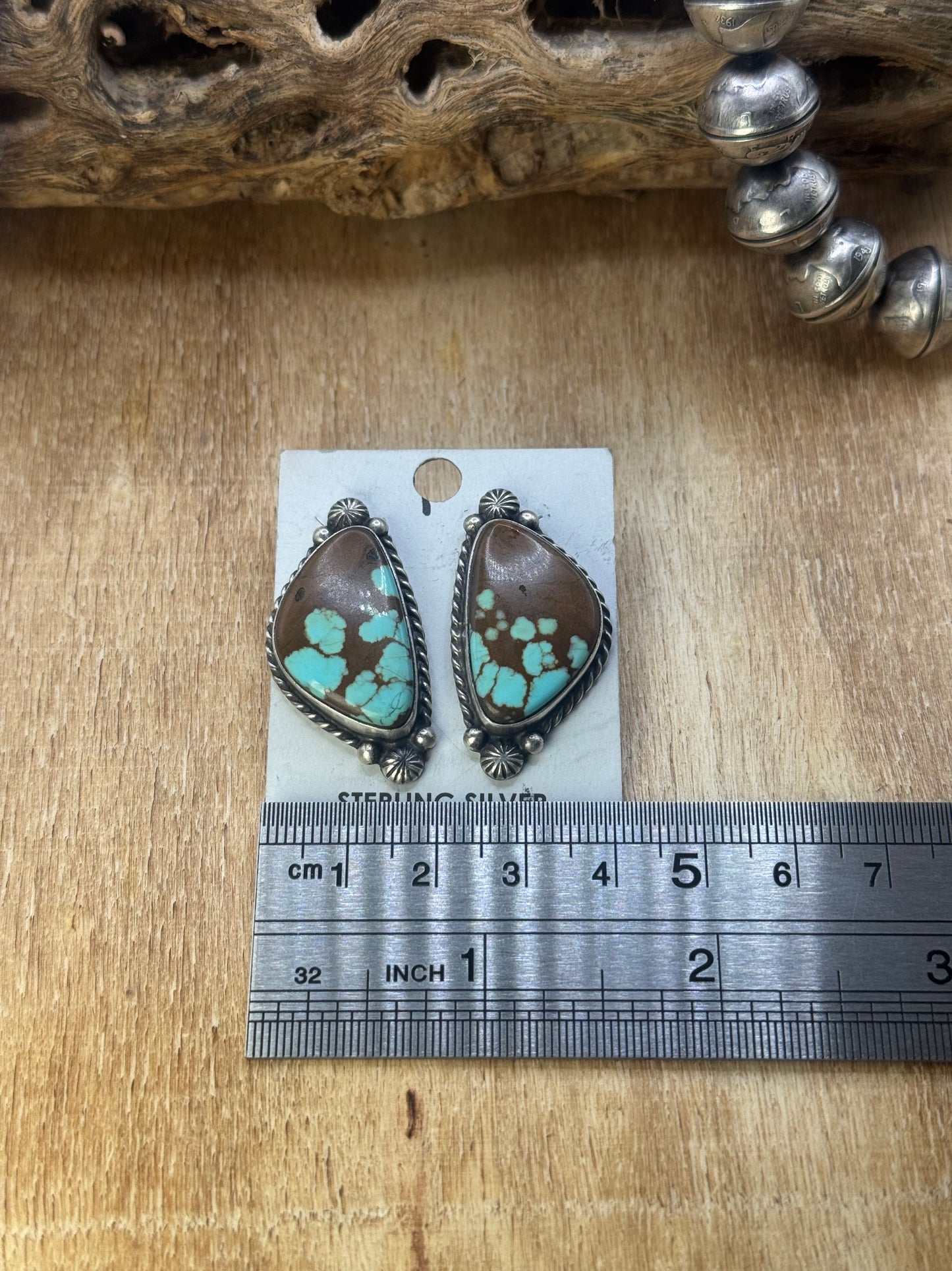 Mine #8 Turquoise Stud Earrings B by Chassity Belone, Navajo