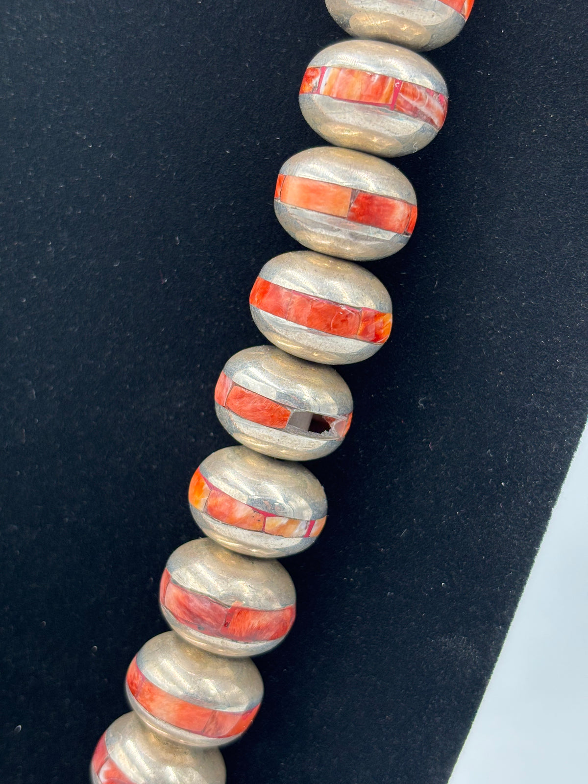 Red Spiny #917-42 Inlayed Sterling Silver Pearls by Federico Jimenez